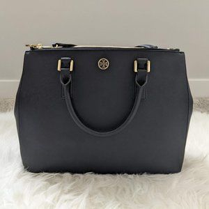 Tory Burch Robinson Double Zip Tote in Black